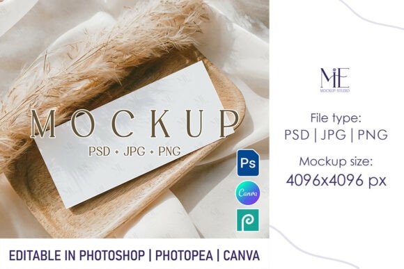 Boho 7x3 Gift Card Mockup for Designers