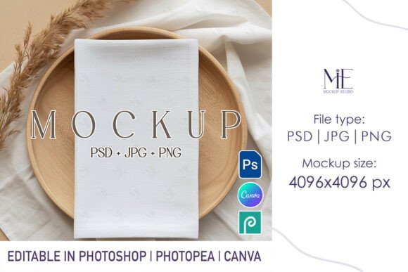 Boho Linen Napkin & Towel Mockup PSD