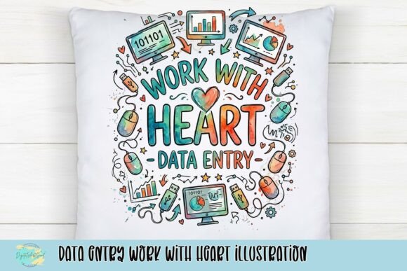 Data Entry Work with Heart Illustration Guide