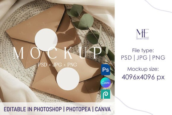 Elevate Your Brand with a Boho Envelope Sticker Canva Mock-up