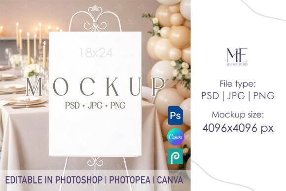 Elevate Your Brand with a Wedding Easel Mockup
