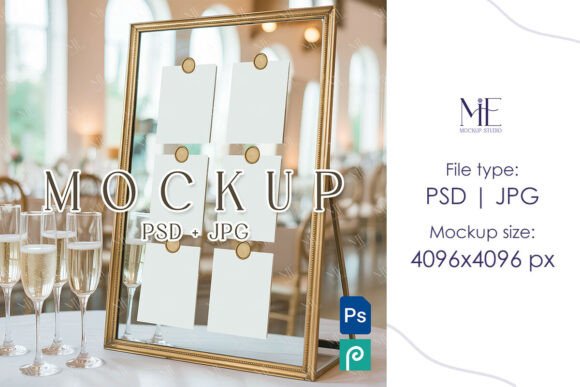Elevating Wedding Stationery Presentations with Mirror Seating Chart Mockups