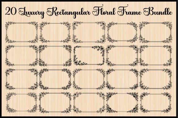 Luxury Rectangular Floral Frame Bundle for Designers