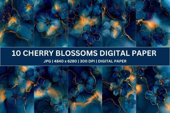 Mastering Modern Craft: The Art and Application of Gilded Ink Indigo Sakura Digital Paper