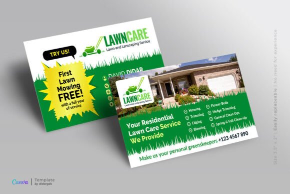 Pro Lawn Care Service Business Card: A Rooted Design