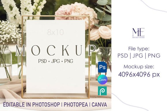 Professional 8x10 Table Sign Mockup PSD for Weddings and Events