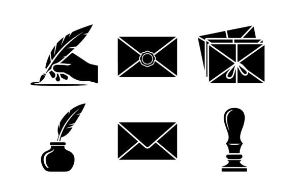 Strategic Branding with Vintage Mail Quill Pen Vector Silhouette Assets