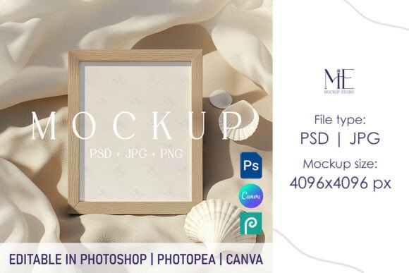 Summer Wood Frame 8x10 Sign Mockup, Boho Style