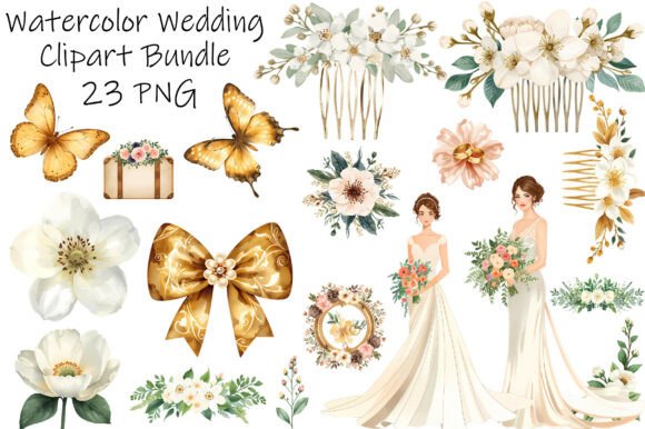 Unlocking Elegance: A Practical Guide to the Gold Wedding Clipart Bundle – Watercolor