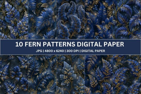 Unveiling the Magic of 10 Ornate Cobalt Fern Digital Paper for Luxury Designs